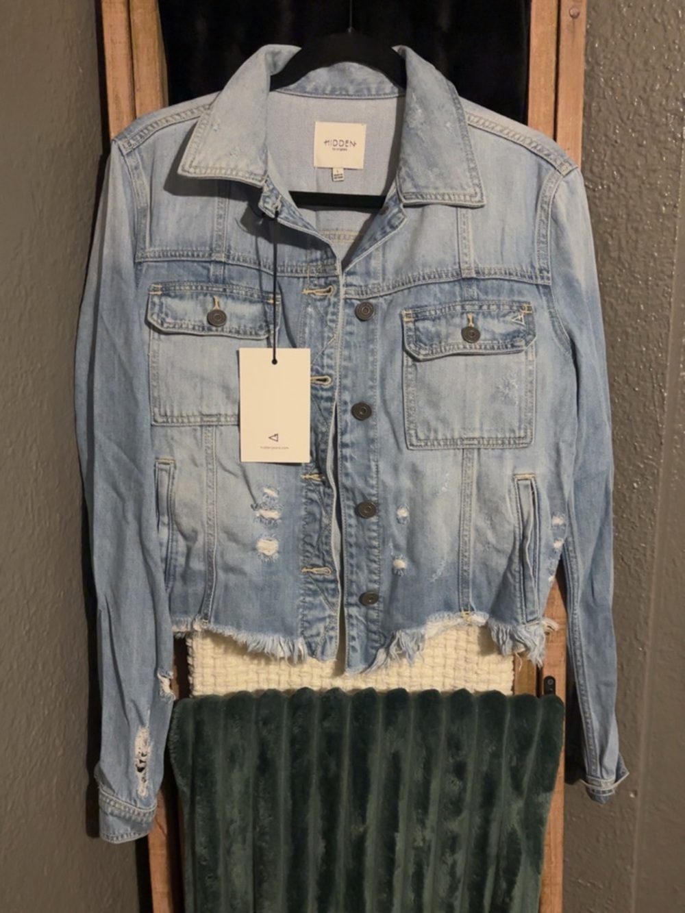 Light Wash Distressed Denim Jacket - new
